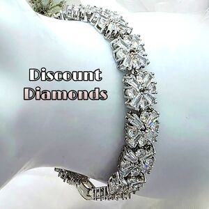 White Topaz Tennis Bracelet Rodium Coated on 18K White Gold  over 925 Silver